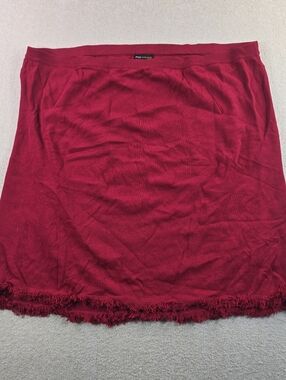 Grace Dane Lewis Red Knit Skirt Womens 3X Plus Size Stretch Fringe Hem